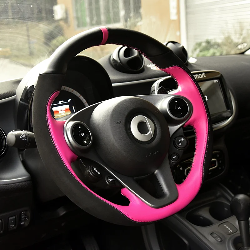 Чехол на руль DIY для smart 453 fortwo forfour чрезвычайно мягкая кожаная оплетка на рулевом колесе внутренних аксессуаров