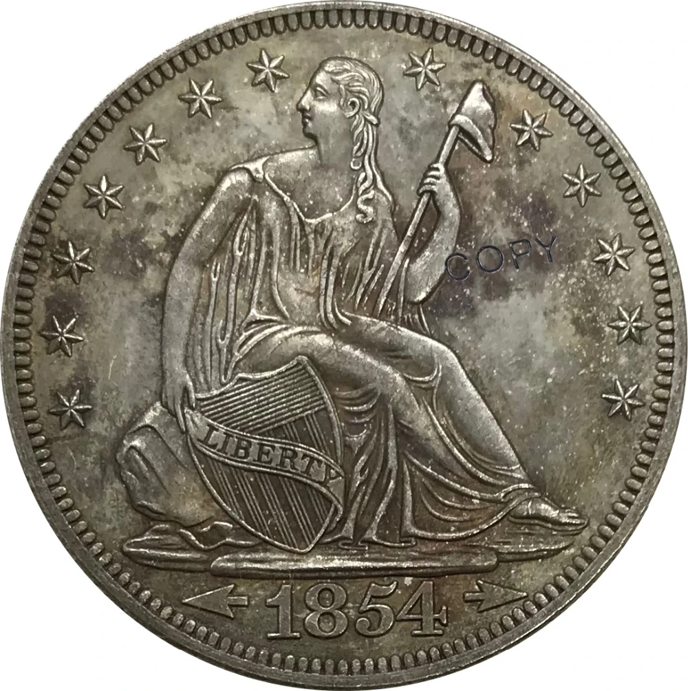 

1854 United States Half Dollar Liberty Seated No Motto Above Eagle Cupronickel Plated Silver Collectibles Copy Coin