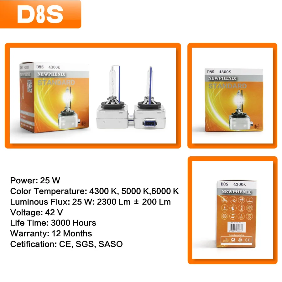 SHUOKE Xenon HID D8S Автомобильные фары лампы 4300K 5000K 6000K 12V 25W 2500Lm 3000 часов жизни Бесплатная