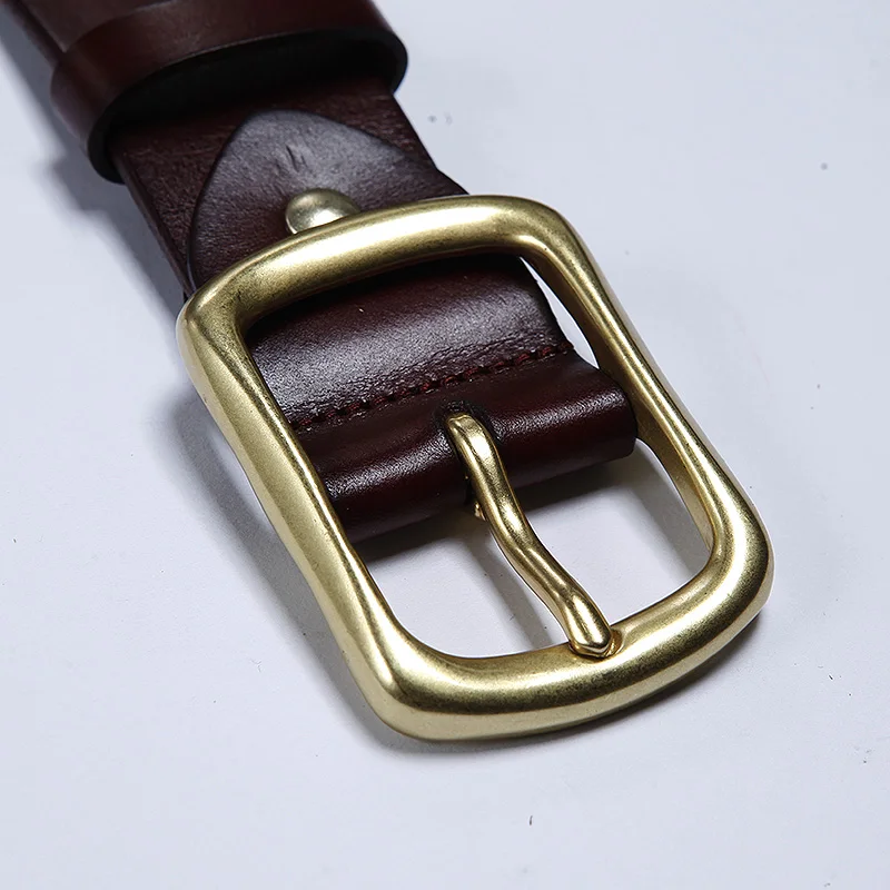 LANSPACE кожаный мужской ремень для отдыха джинсов медный с пряжкой 3 7 | Аксессуары