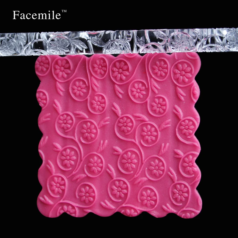 Текстурированные тисненый акриловый Rolling Pin прозрачный тиснение цветок Фондант