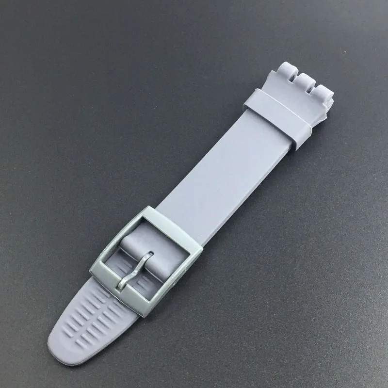 Ультра-тонкий ремешок для часов Swatch кожаный ремешок штырь на замену Пряжка 16 мм силиконовый резиновый браслет красный темно-синий черный белый ремешок для часов - Цвет ремешка: Grey