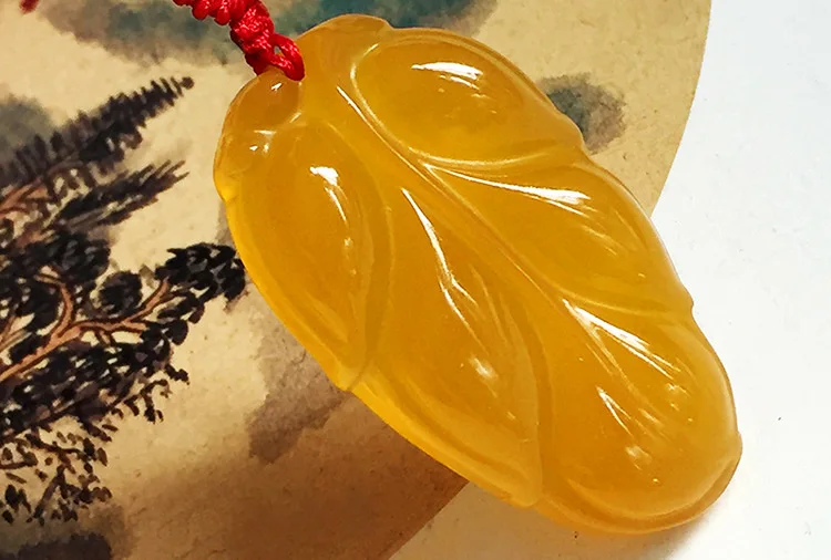 Ice jade myelin leaf pendant necklace Male and female couple gold branch agate stone | Украшения и аксессуары