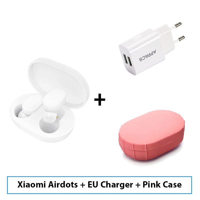 Add EUPlug Pink Case Xiaomi Mijia Airdots TWS Беспроводные Bluetooth 5,0 наушники вкладыши Молодежная версия стерео бас с микрофоном свободные Наушники управление AI - Цвет: Add EUPlug Pink Case