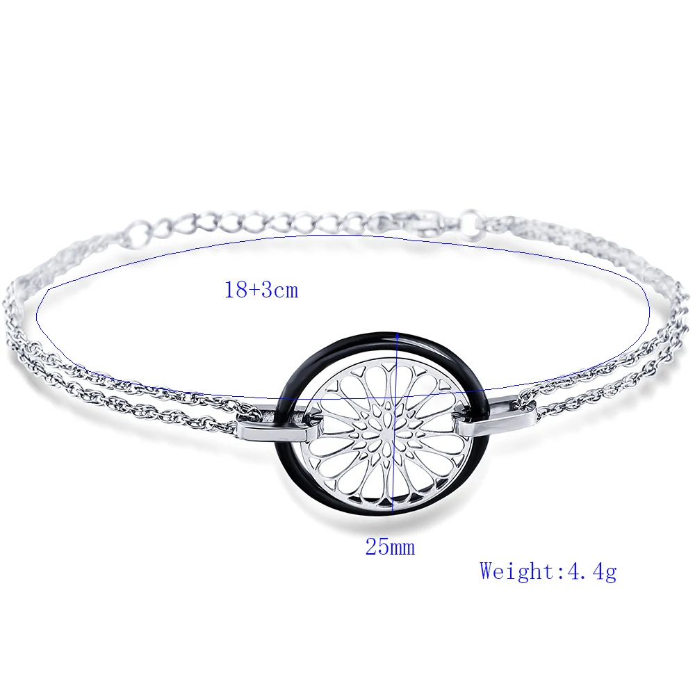 Женский браслет из нержавеющей стали NIBA белый черный керамический с