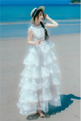 Peiling Дракон 2017 для женщин белого цвета без рукавов свободного покроя с вышивкой и