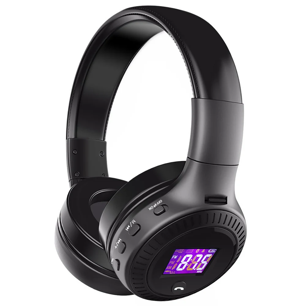 Black Фанатик B19 Беспроводной Bluetooth наушники стерео бас наушники С микрофоном Fm радио Tf карты с lcd-экраном HD USB Экран - Цвет: Black