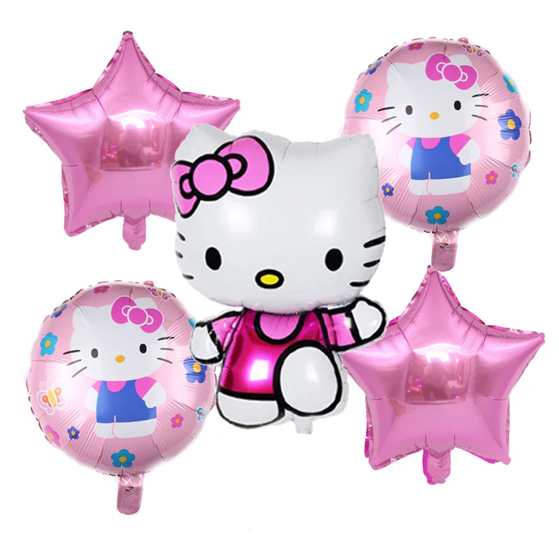 5pcs 5 шт./лот, гелиевые шары из фольги с рисунком hello kitty, праздничные шарики для свадебного украшения, игрушки для детей - Цвет: 5pcs