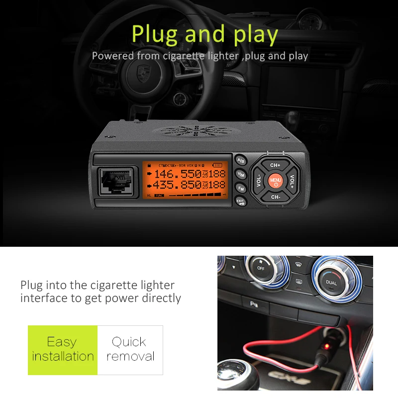 Zastone Z218 Мини-Автомобильная рация 10 км 25 Вт Двухдиапазонная VHF/UHF 136-174 МГц 400-470 128CH
