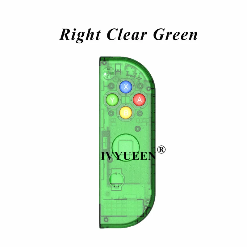 Right Clear Green IVYUEEN для Joy Con, сменный корпус, прозрачный чехол, чехол для переключения, консоль Joy-Con с кнопками ABXY - Цвет: Right Clear Green