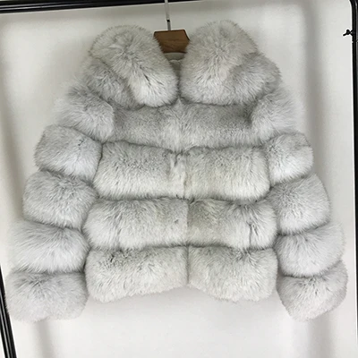 ANDERELLA женское теплое пальто из натурального Лисьего меха короткая тонкая зимняя куртка из натурального меха модная верхняя одежда роскошное натуральное плотное пальто из лисьего меха - Цвет: natural(hooded)