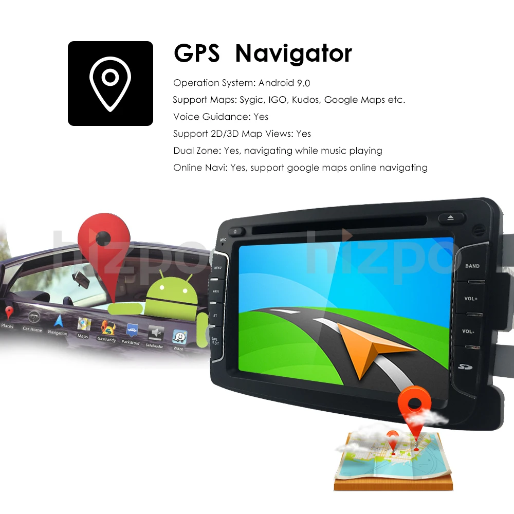 Android9.0 7 дюймовый dvd плеер для Dacia/Sandero/Duster/Renault/Captur/Lada/Xray 2 Logan 4GWIFI GPS навигация Радио