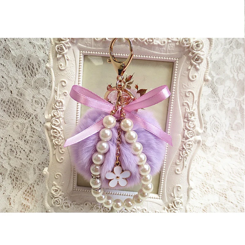 Заяц Кролик помпоны-Кролики Брелок женская сумка Подвеска Автомобиль цветок