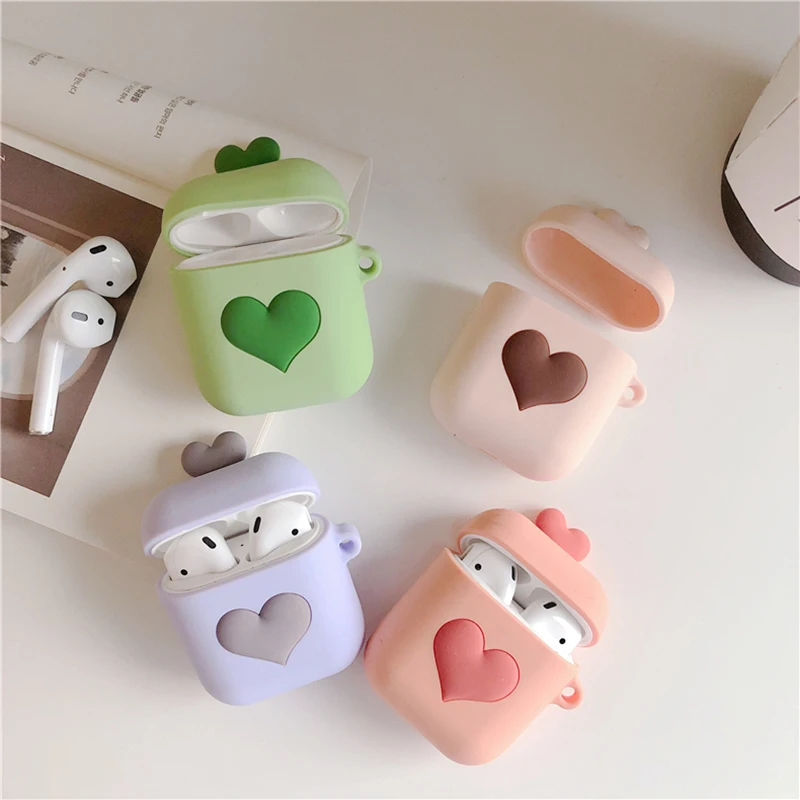 Чехол Love Heart для AirPods чехол беспроводных Bluetooth наушников модные корейские