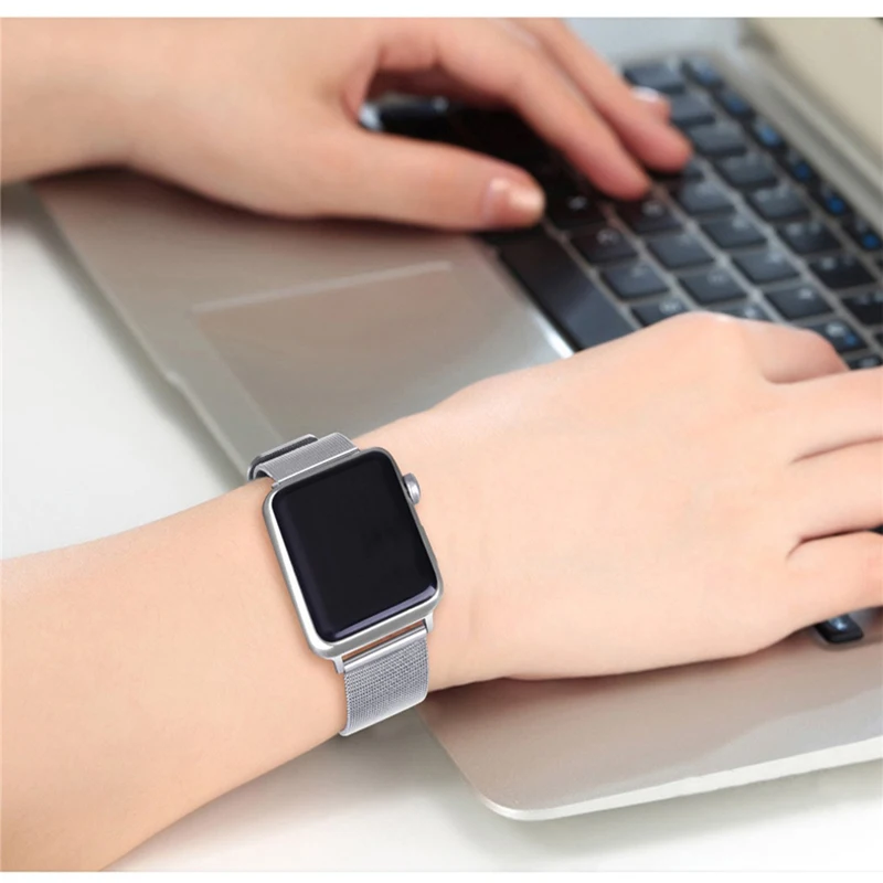 Миланский ремешок из нержавеющей стали для apple watch 42 мм 44 40 38 iWatch band Series 5 4 3 2 1