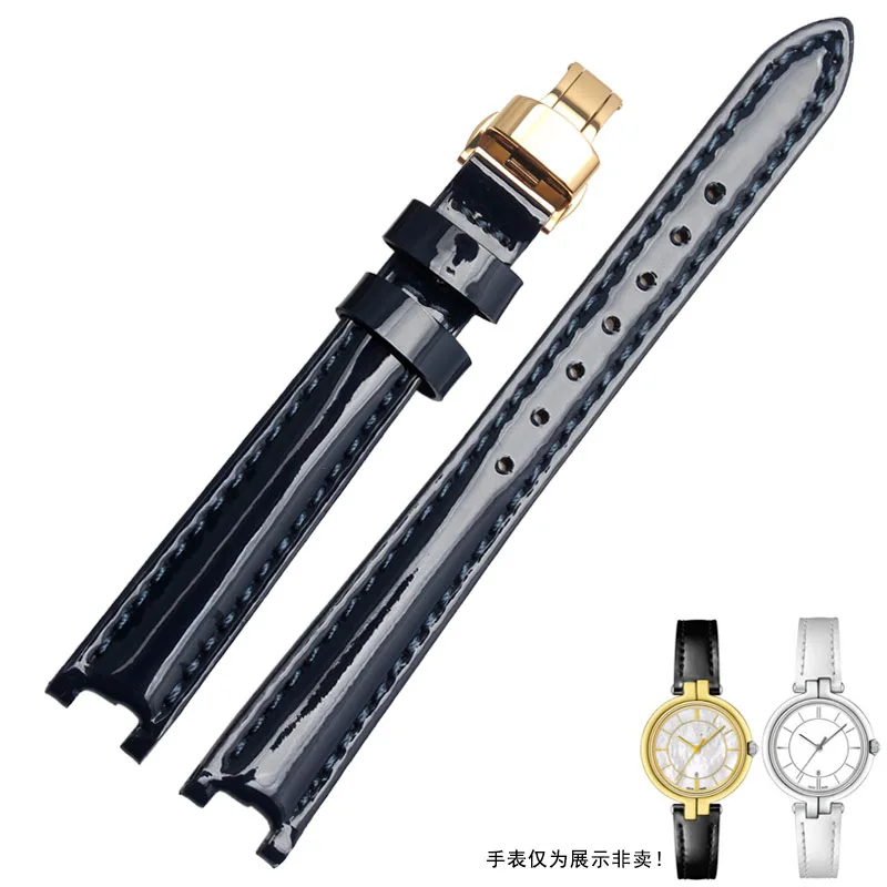Blue Gold buckle Высокое качество 12 мм(пряжка 10 мм) T094210A Серебряная Пряжка+ белый натуральная кожа пальто краски часы полосы ремешок для T094 - Цвет ремешка: Blue Gold buckle