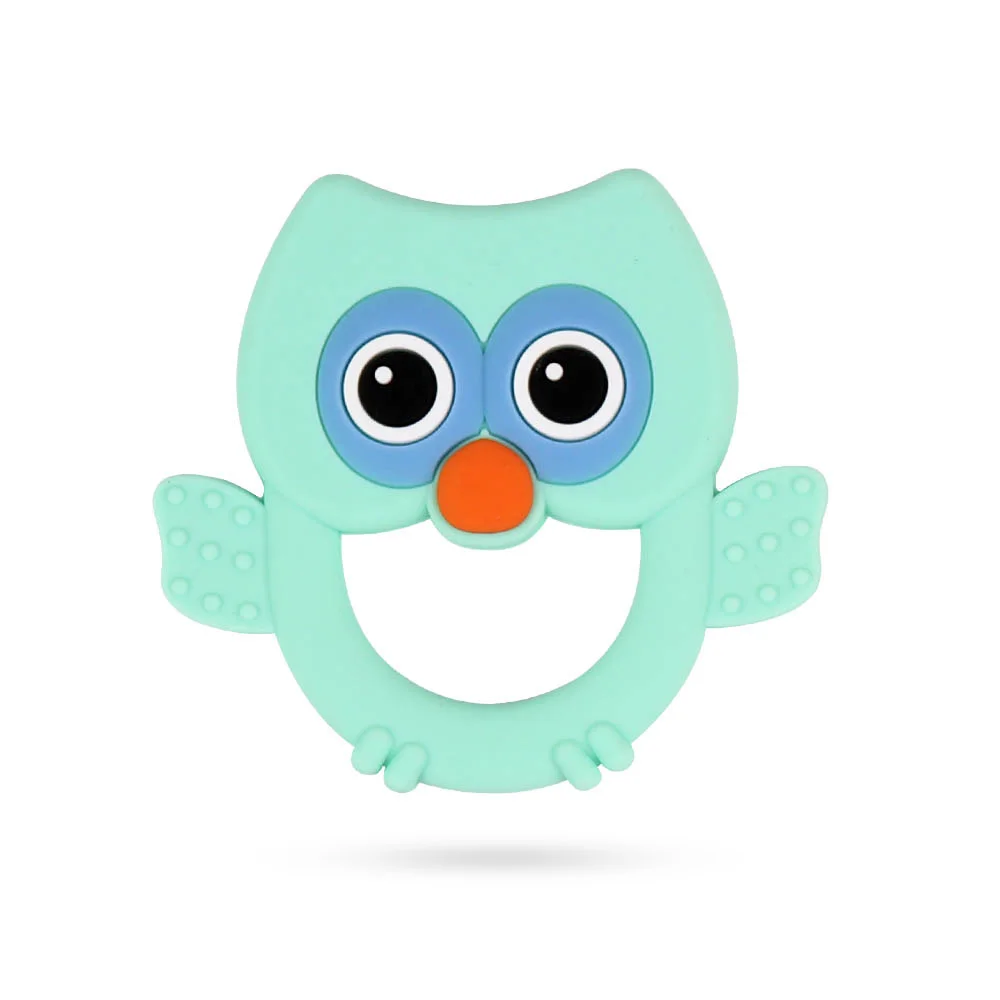 Owl-2 TYRY. HU 1 шт., Прорезыватель для зубов, животное, коала, слон, кролик, Сова, пищевой силикон, Детские Прорезыватели, ожерелье, игрушки, сделай сам, детские подарки - Цвет: Owl-2