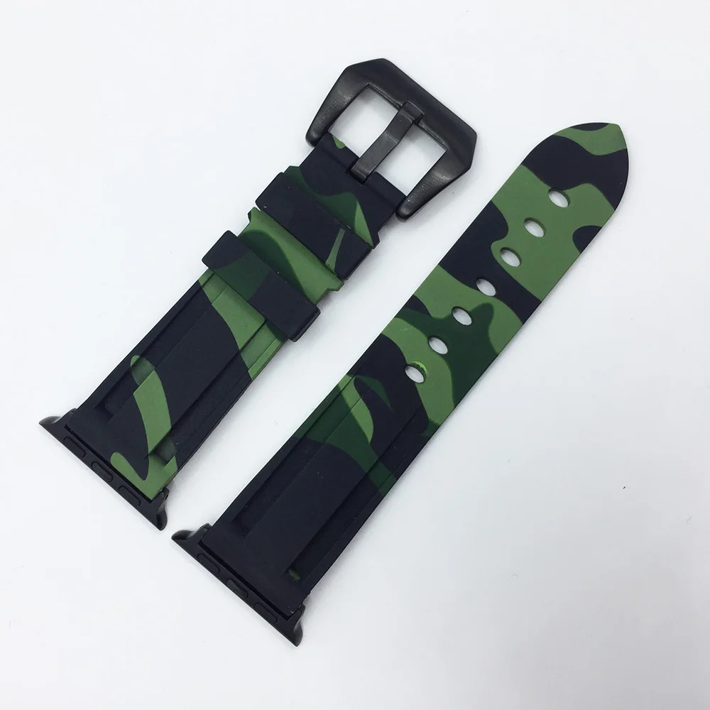 Green B Силиконовый Камуфляжный ремешок для часов Apple Watch 42 мм 44 мм ремешок 38 мм 40 мм браслет iWatch серии 5 4 3 2 1 - Цвет ремешка: Green B