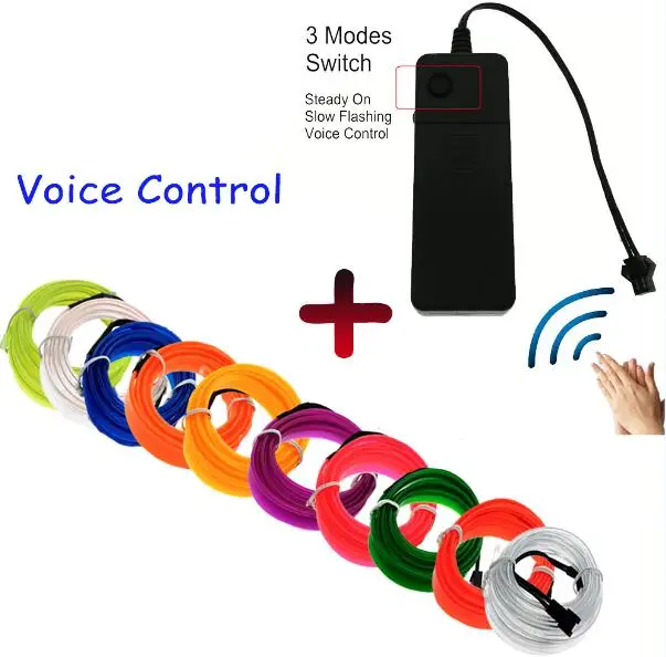 Voice driver EL wire 3 В/5 В/12 В EL провод с 6 мм швейной кромкой светодиодный декоративная лампа для автомобиля вечерние автомобильные провода светильник s неоновый светодиодный светильник с полосками гибкий светильник 2,3 мм веревочная трубка - Испускаемый цвет: Voice driver EL wire