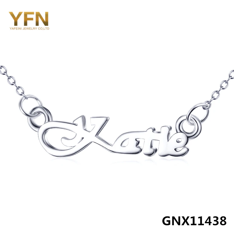 GNX11438 подлинный YFN 925 Стерлинговое Серебро с монограммой буквы ожерелье именем
