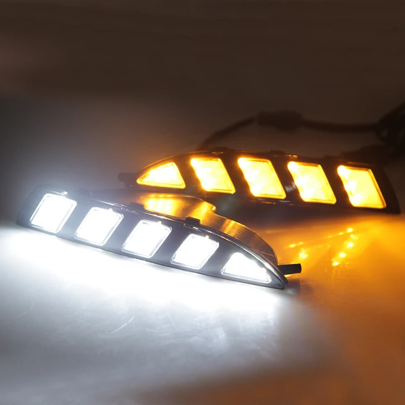 Высокая Мощность СВЕТОДИОДНЫЙ DRL Дневной ходовой свет с желтым движущимся поворотным сигналом для автомобиля-специфический для VW Volkswagen Scirocco 2011