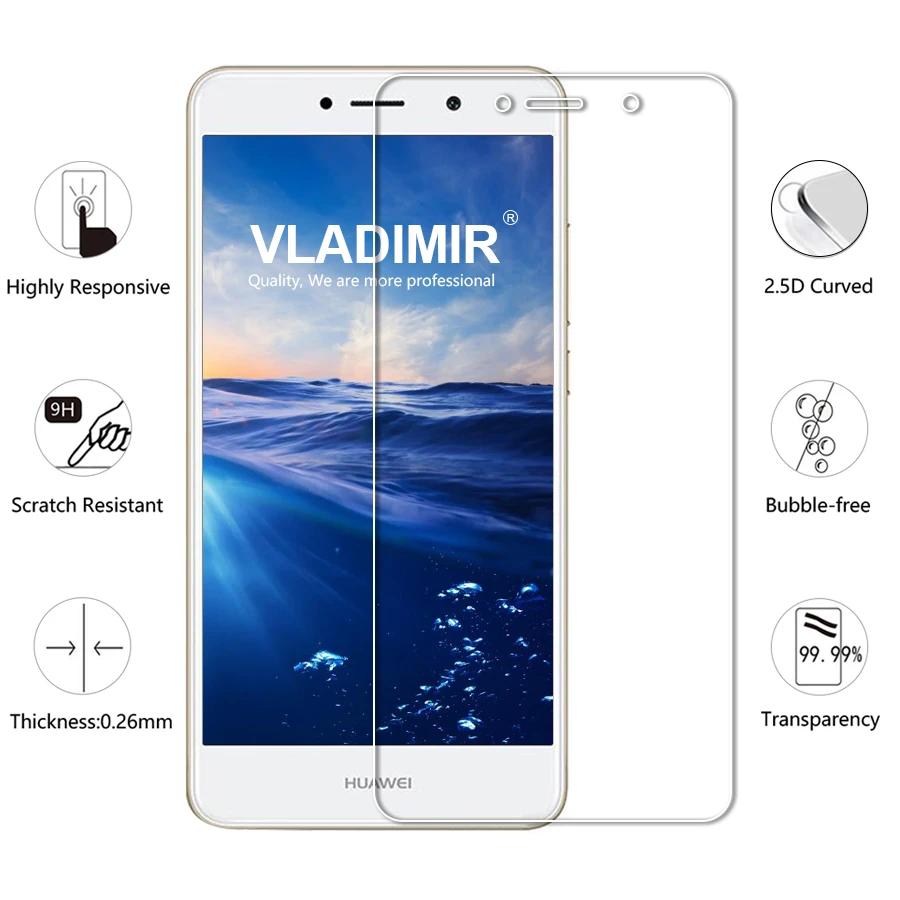 Владимир 9 H 2.5D не полное покрытие закаленного Стекло для Huawei Y7 Prime Экран протектор