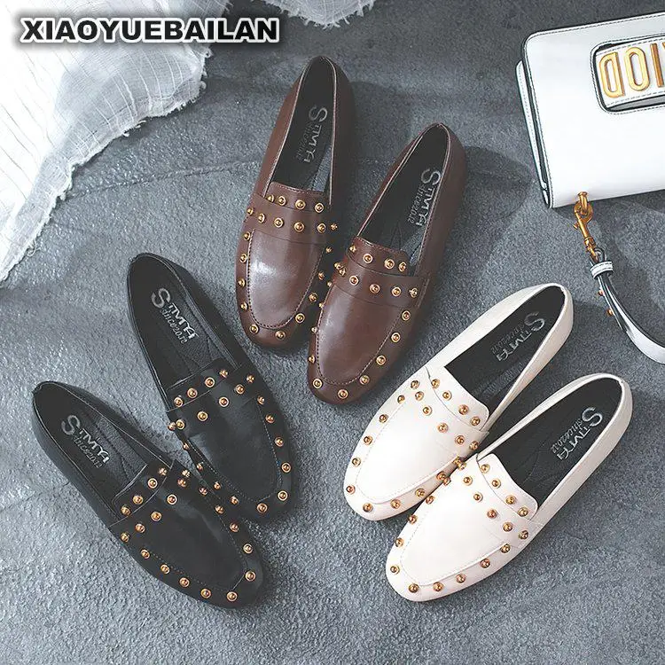 Обувь в стиле ретро сезон весна Новинка 2018 года лоферы на плоской подошве с