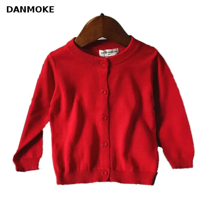Danmoke/осенний свитер для маленьких девочек Повседневный хлопковый кардиган с