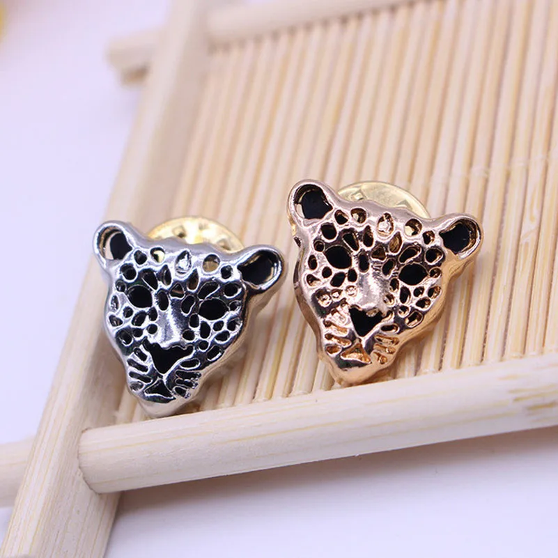 Модные креативные унисекс милые леопардовые головки рубашки воротник Кнопка