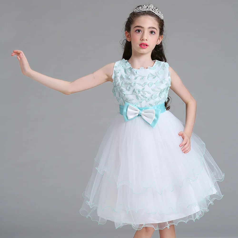 Платье принцессы с цветочным узором для девочек детская одежда праздничные