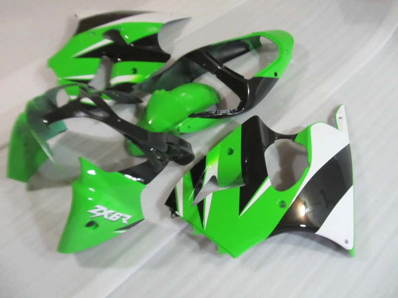 Комплект обтекателей для Kawasaki ZX 6R 2000-2002 зеленый и черный обтекатель из