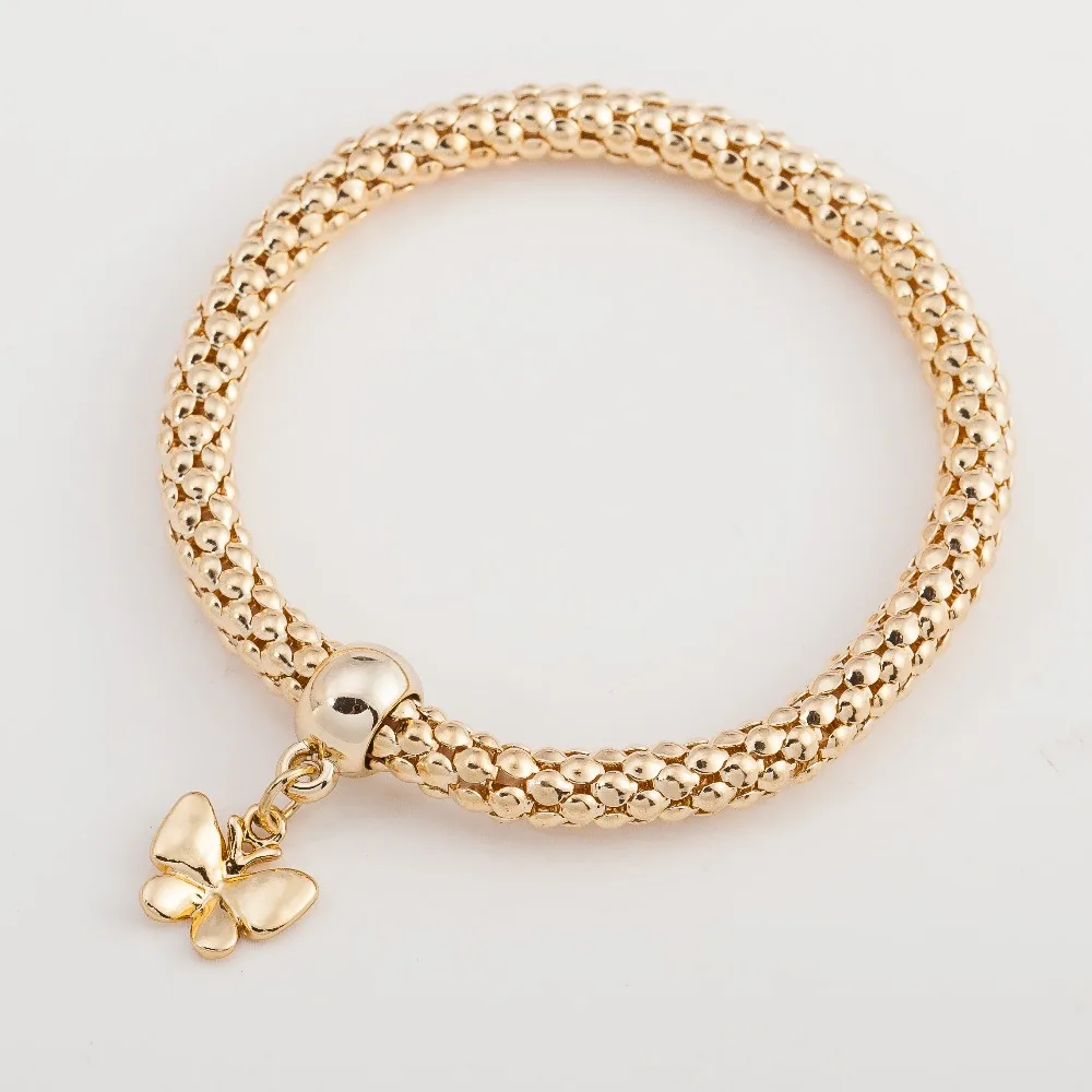 Женский браслет с цепочкой в виде попкорна золотого цвета милым жемчугом и