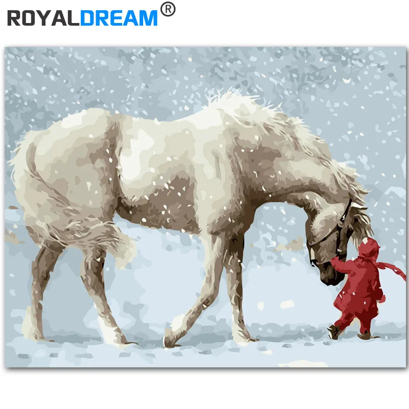 

ROYALDREAM Снег Животные DIY Цифровая живопись по номерам Современная Настенная картина для картина на стену для дома