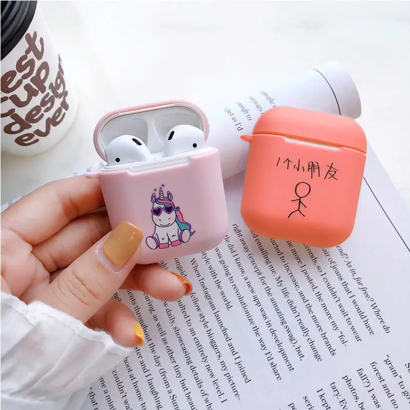 Безликий человек Единорог Мягкий чехол из ТПУ для Apple Airpods 1/2 чехол мультяшный Кот без лица человек Bluetooth беспроводные наушники коробка для наушников