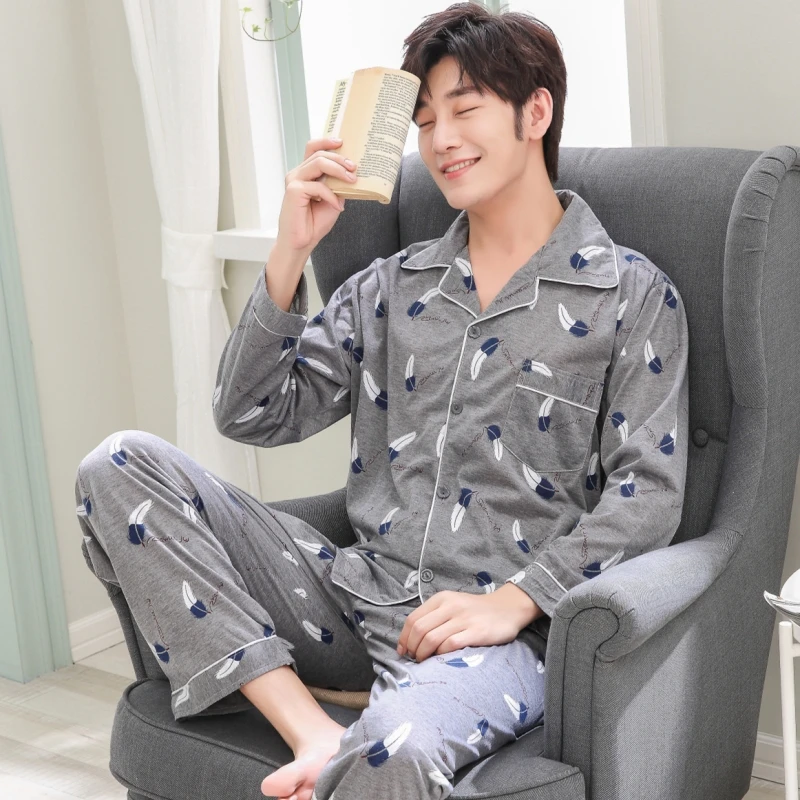 Yuzhenli New 2018 Autumn Winter Sleepwear Men's Pajama Sets Cotton Pijama Male Pajamas Men Thick Warm Pyjamas Size L-3XL | Мужская