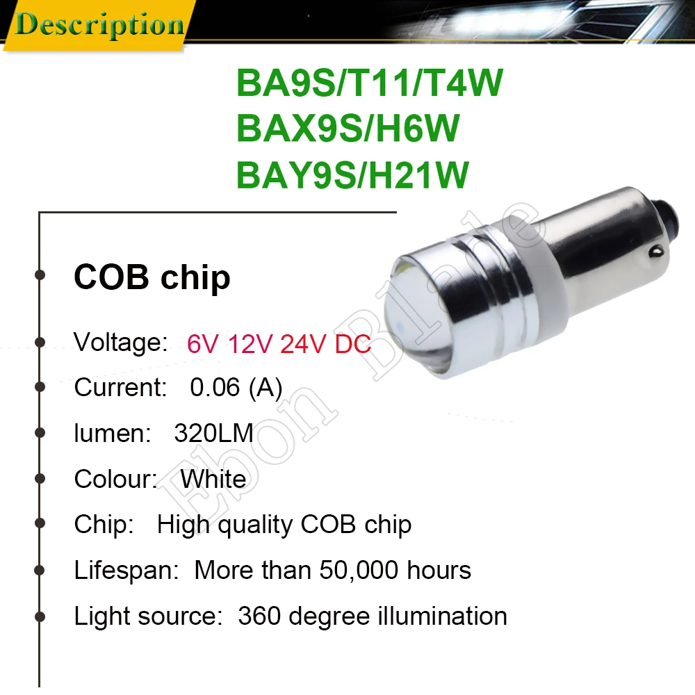 2x T4W BA9S BAX9S H6W BAY9S H21W 6 в 12 В 24 В DC автомобильный двигатель светодиодный светильник для интерьера Лампа для проектора боковой маркер резервный обратный светильник белый