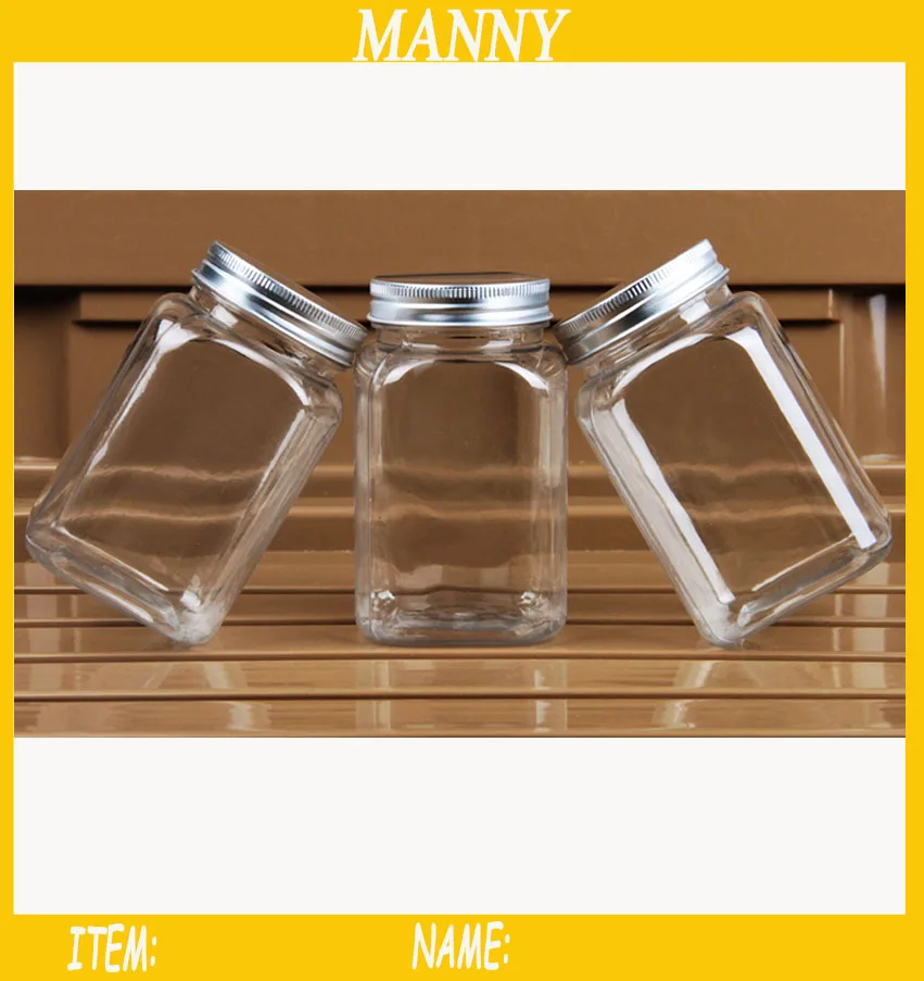 Пластиковая банка с алюминиевой крышкой 400 мл 10 шт.|for honey|plastic jar 400mljar |