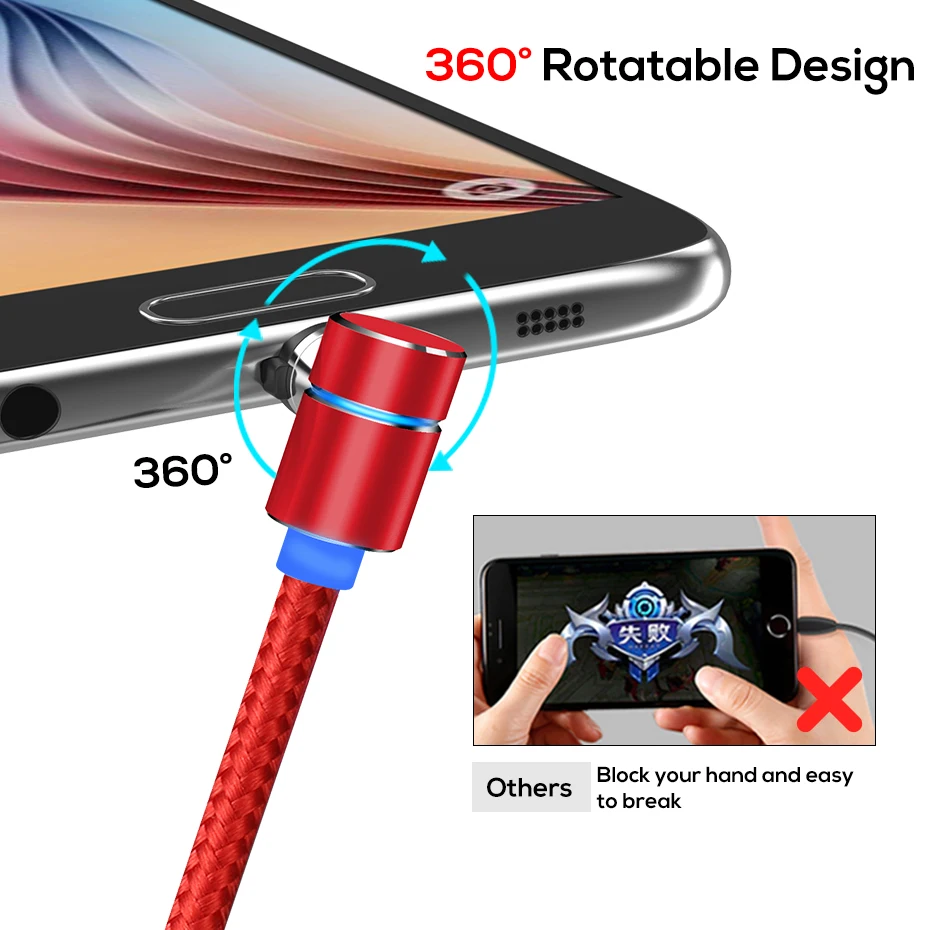 Magnetic USB Charging Cable Micro Type C Lighting with LED Fast Charge For iPhone Android Sumsung Huawei Xiaomi Letv Oppo | Мобильные