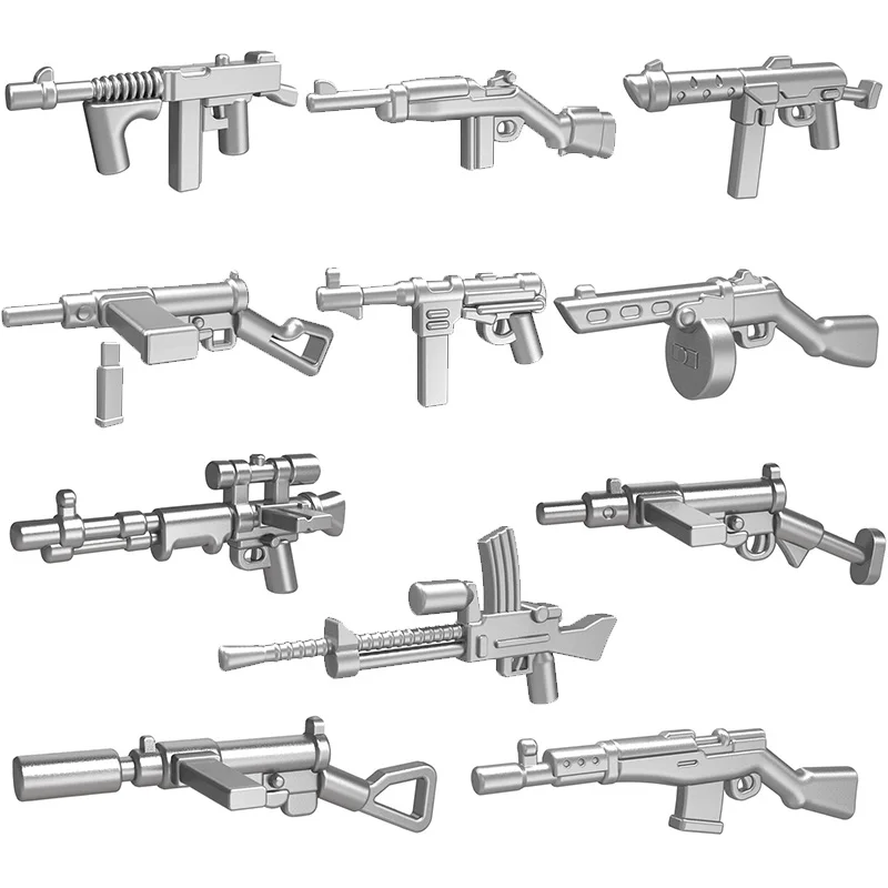 10 шт./лот WW2 пушки военное оружие винтовка машина Submachine SMG SWAT MOC части строительные блоки кирпичи игрушки для детей