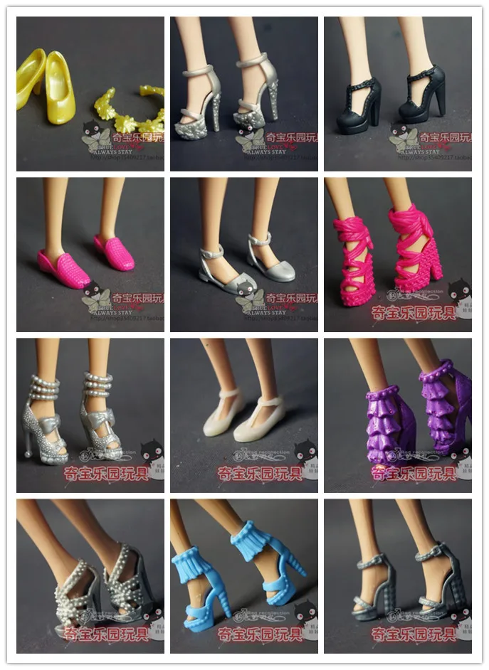 100 Пара кукольных туфель смешанный стиль разноцветные туфли для куклы Барби 1/6 200