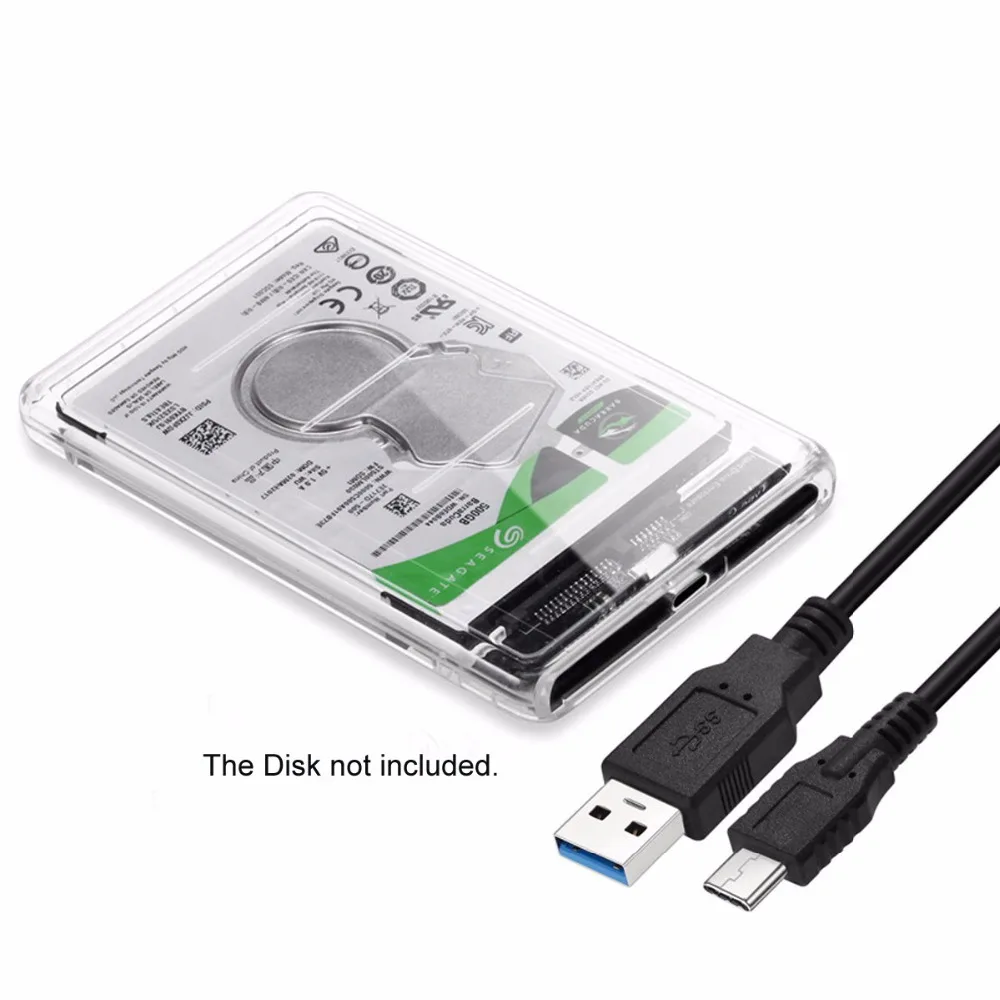 USB C Type до 2 5 дюймов SATA SSD HDD внешний корпус прозрачный для ноутбука и ПК Windows 2000 / XP/ 7/