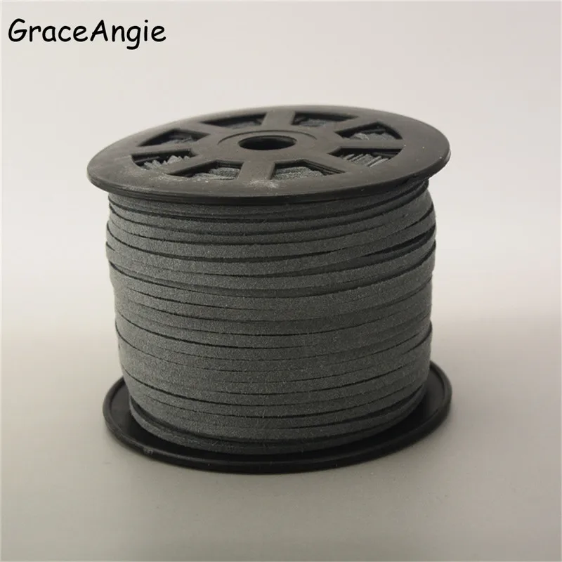 5Meter/Roll 2.6x1.5mm Flat Faux Suede Korean Velvet Leather Cord String Rope Lace Thread DIY Bracelet Necklace Jewelry Findings - Цвет: YW343DeepGray