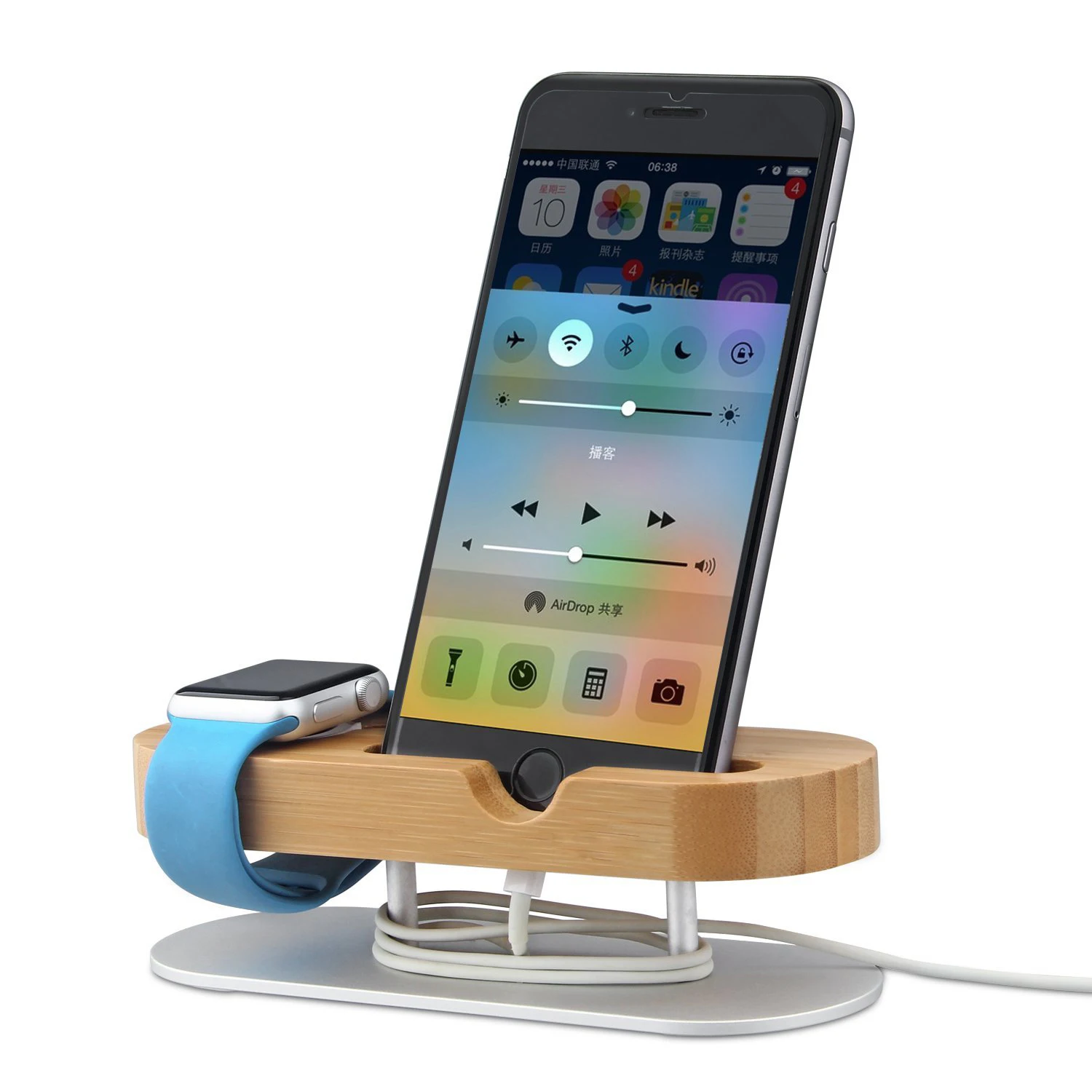 Подставка для часов Apple с алюминиевой основой, бамбуковая подставка и зарядная док-станция держатель для Apple Watch/iPhone
