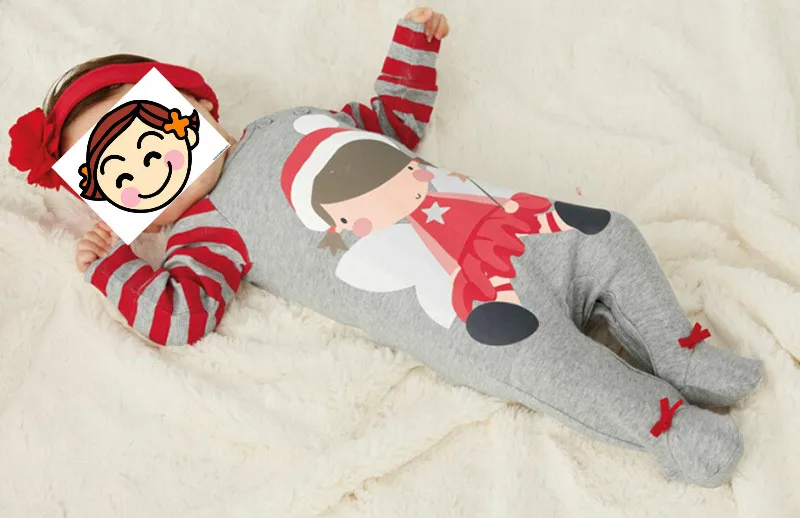 Рождественская весенне осенняя одежда для малышей мягкий хлопковый комбинезон