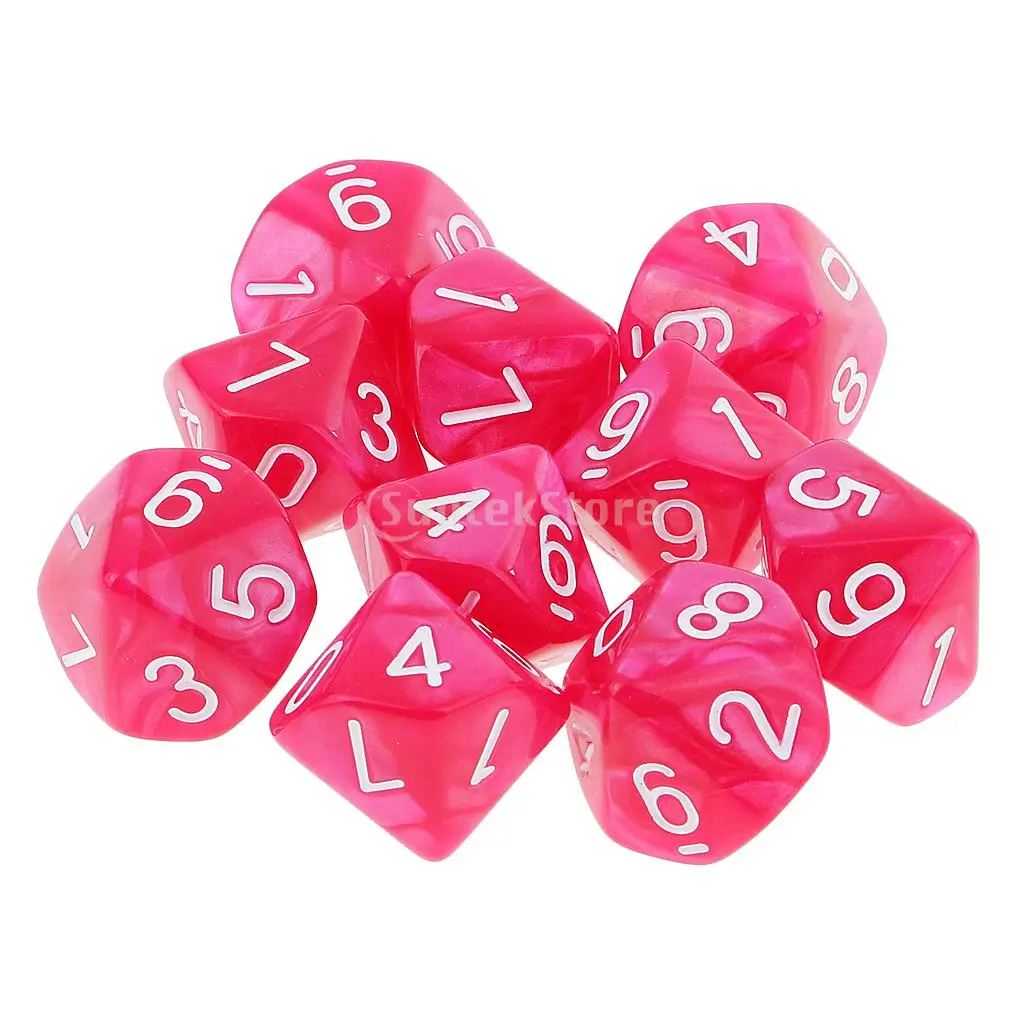 10 шт. сторонние кубики D10 многогранные для Dungeons и Dragons DND RPG MTG Rose|10 sided dice|polyhedral dicedice
