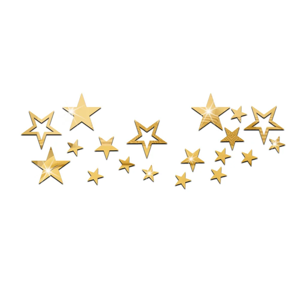 Golden 19 шт./компл. 6/9/12/15 см акриловое зеркало Стикеры жесткий пластиковый чехол для телефона со звездным стены Стикеры s для детей номеров домашний декор милые юбки-пачки со звездочками стены Переводные расписные картинки - Цвет: Golden
