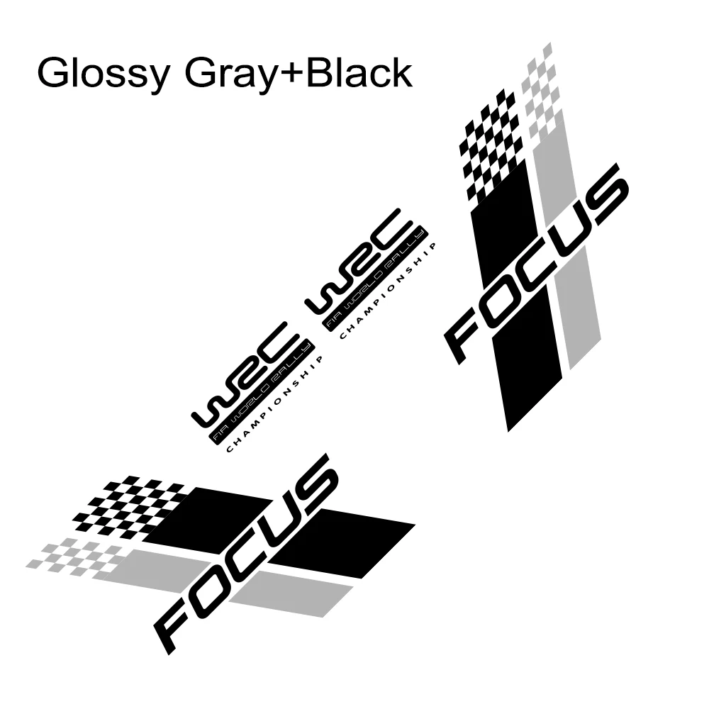Glossy Black Gray Наклейка для автомобиля с обеих сторон, стильный авто гоночный спортивный стиль, виниловая пленка для Ford Focus 2 3 MK2 MK3, аксессуары для тюнинга автомобиля - Название цвета: Glossy Black Gray