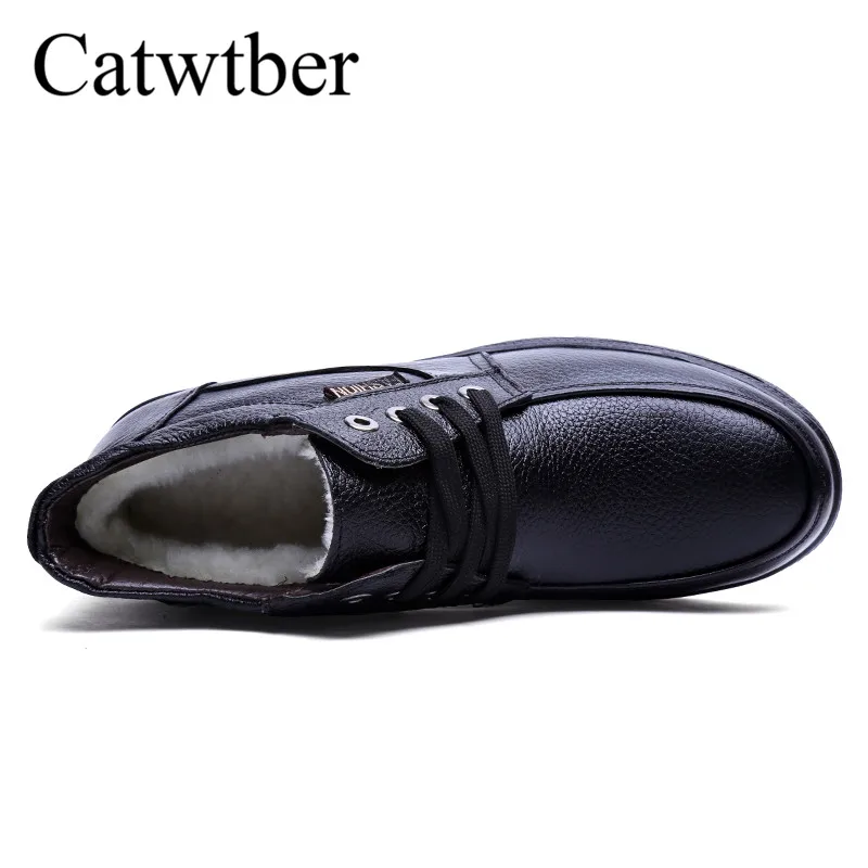 Catwtber Мужские ботинки меховые теплые зимние Для мужчин 2018 новые плюшевые оксфорды