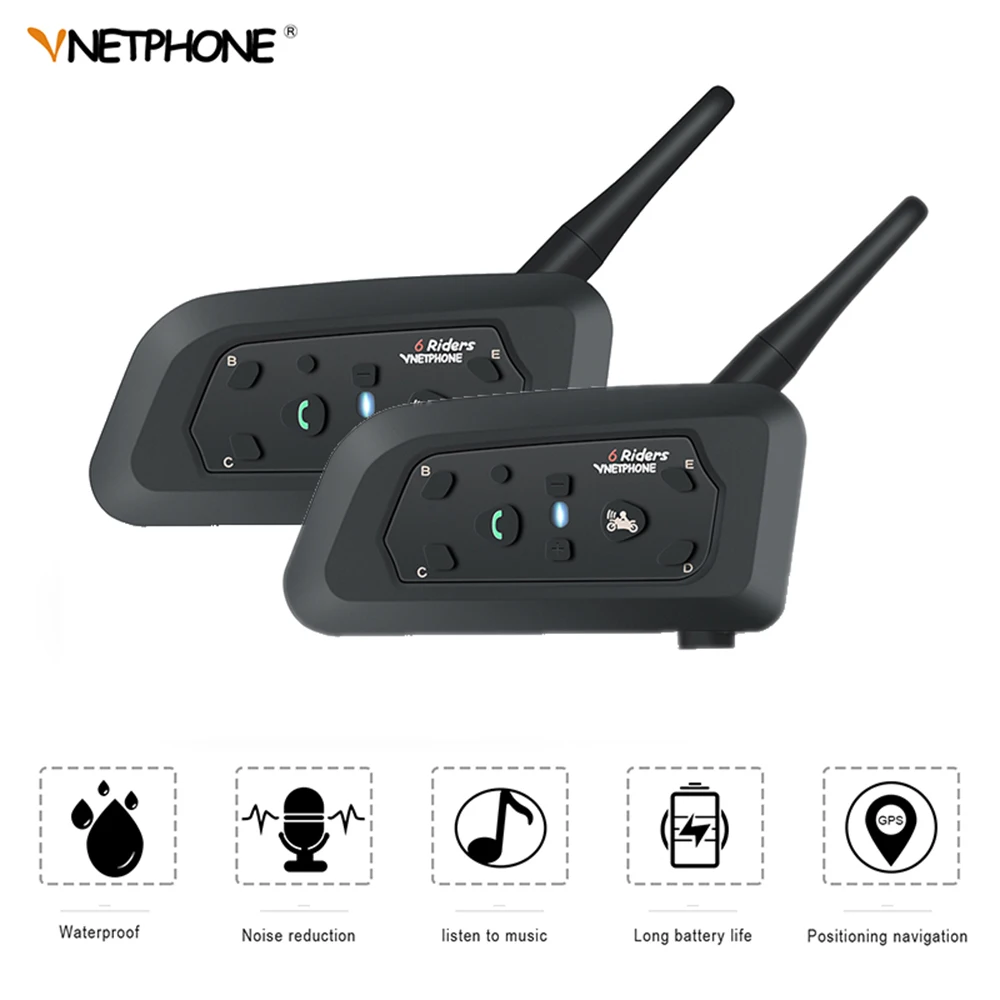 VNETPHONE 2 комплекта V6 Bluetooth Интерком мотоциклетный шлем динамик 1200 м интерфон Мото