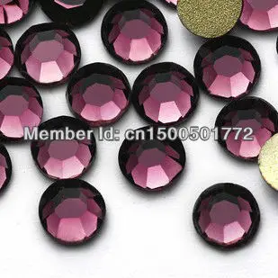 SS16 Hot fix flat back rhinestone dark amethyst purple round rhinestones brilliant for garment accessory 1440pcs 16ss |